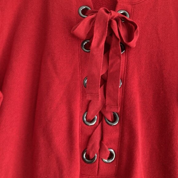The Limited Women’s Knit Top Red Long Sleeve Sweater Grommet Lace Sz Large - Picture 2 of 10